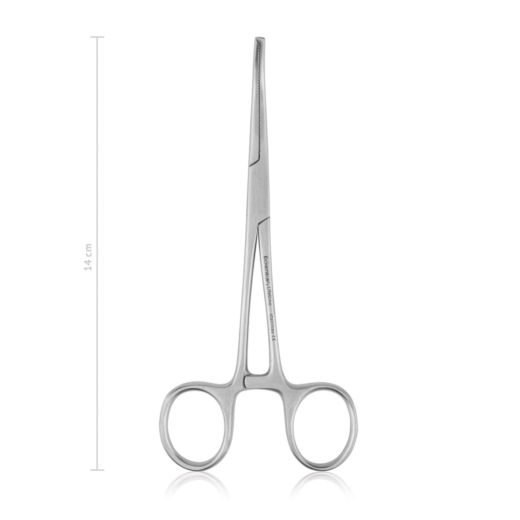 Pinza emostatica KOCHER-OCHSNER 14 cm, curva, denti 1x2, LINEA ECONOMICA