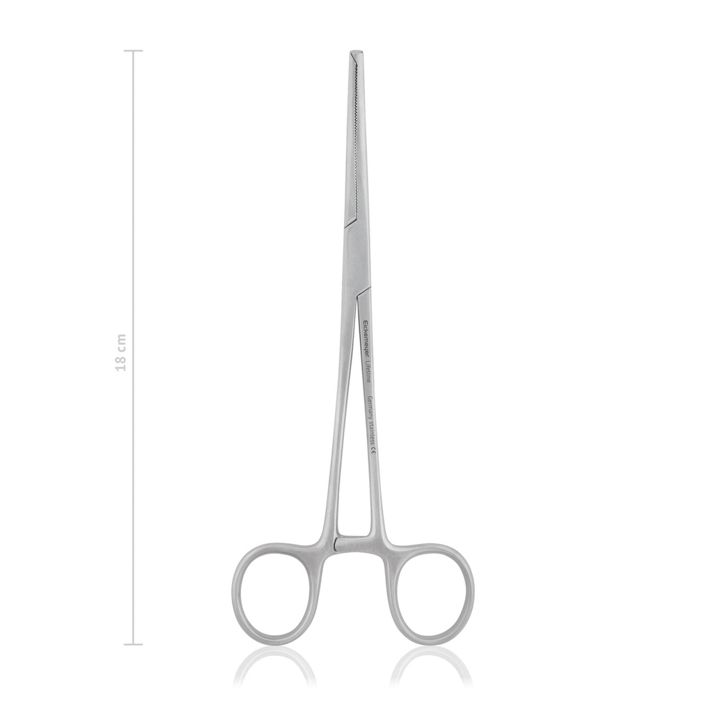 Pinza emostatica KOCHER-OCHSNER 18 cm, curva, denti 1x2