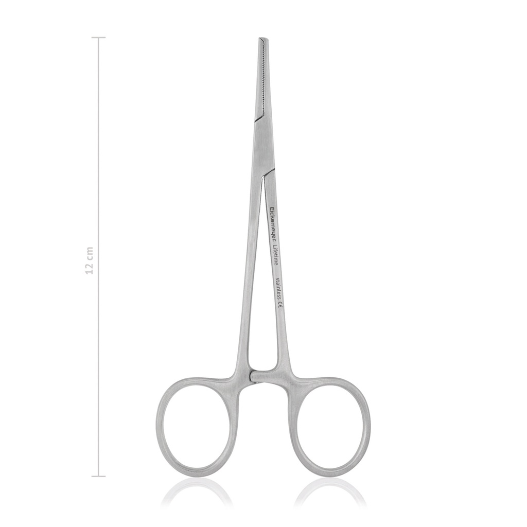 Pinza emostatica 12 cm, dritta,denti 1x2 LINEA ECONOMICA