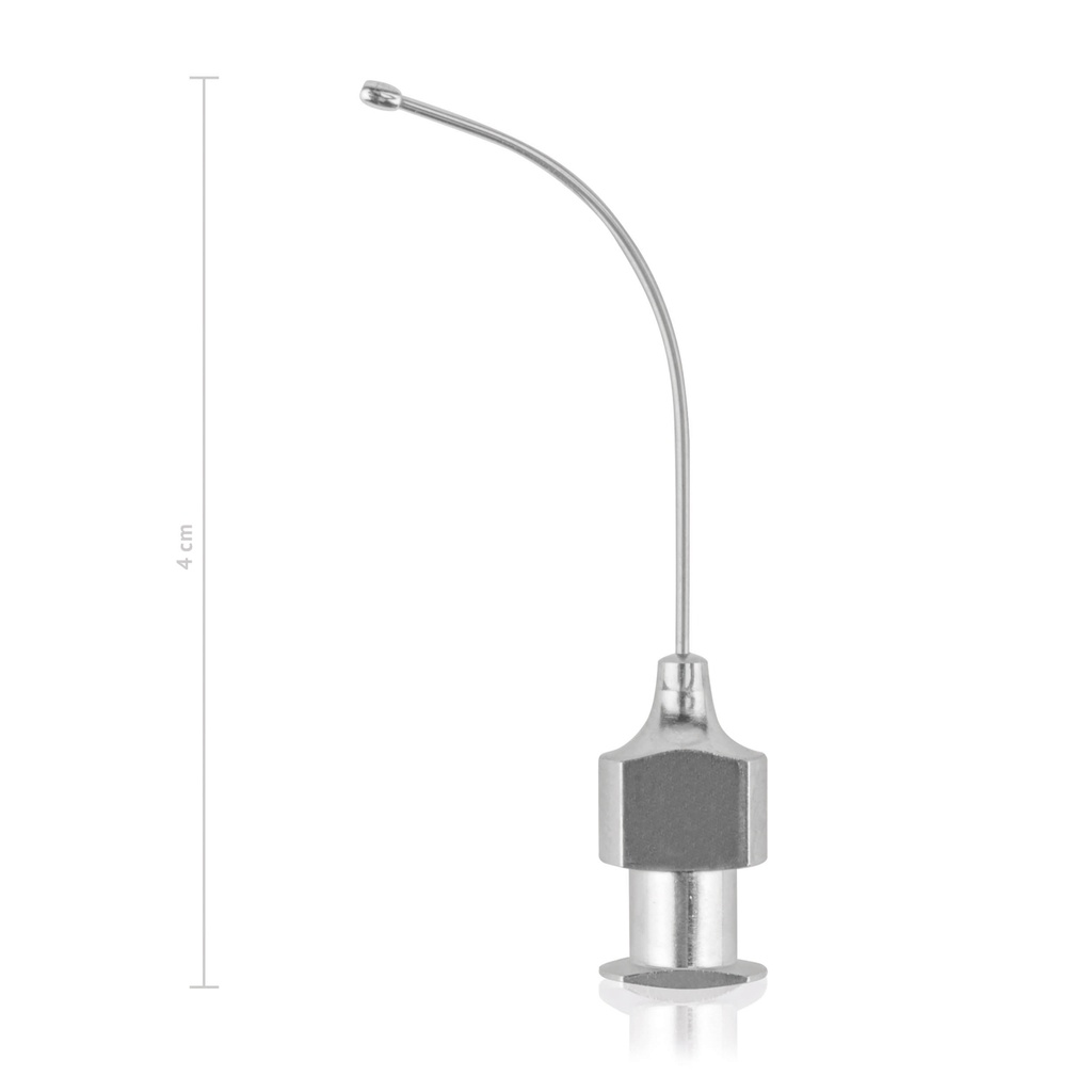 Cannula per occhi bottonuta, curva,06x33 mm, con cono Luer