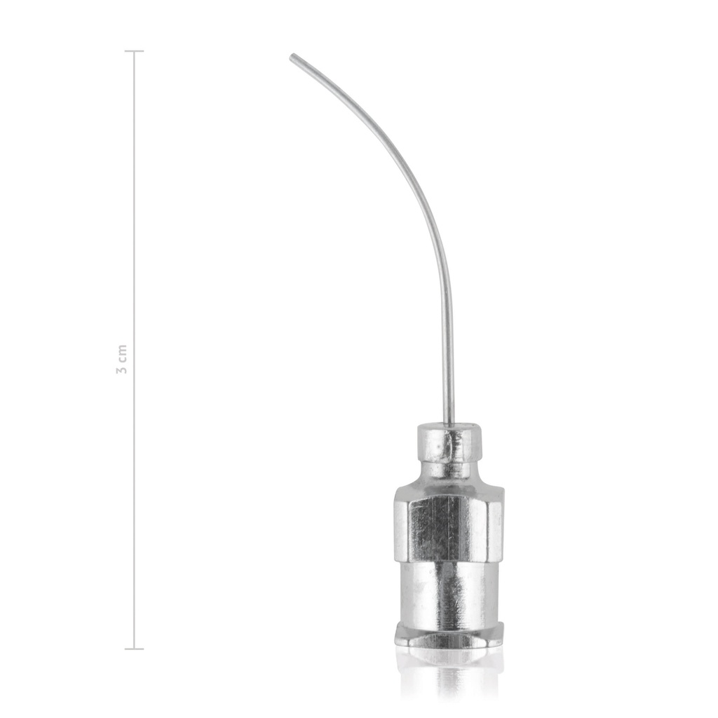 Cannula per occhi curva, conica,0.6x25mm con cono Luer