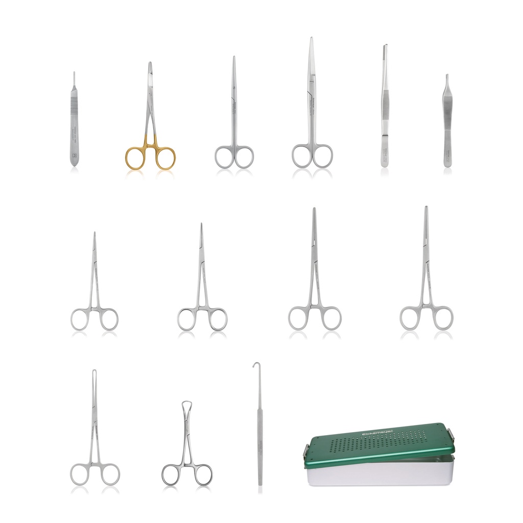 Kit castrazione cane composto da: -Pinza fissateli BACKAUS, 11 cm -Pinza arterie Kelly 14 cm, curva