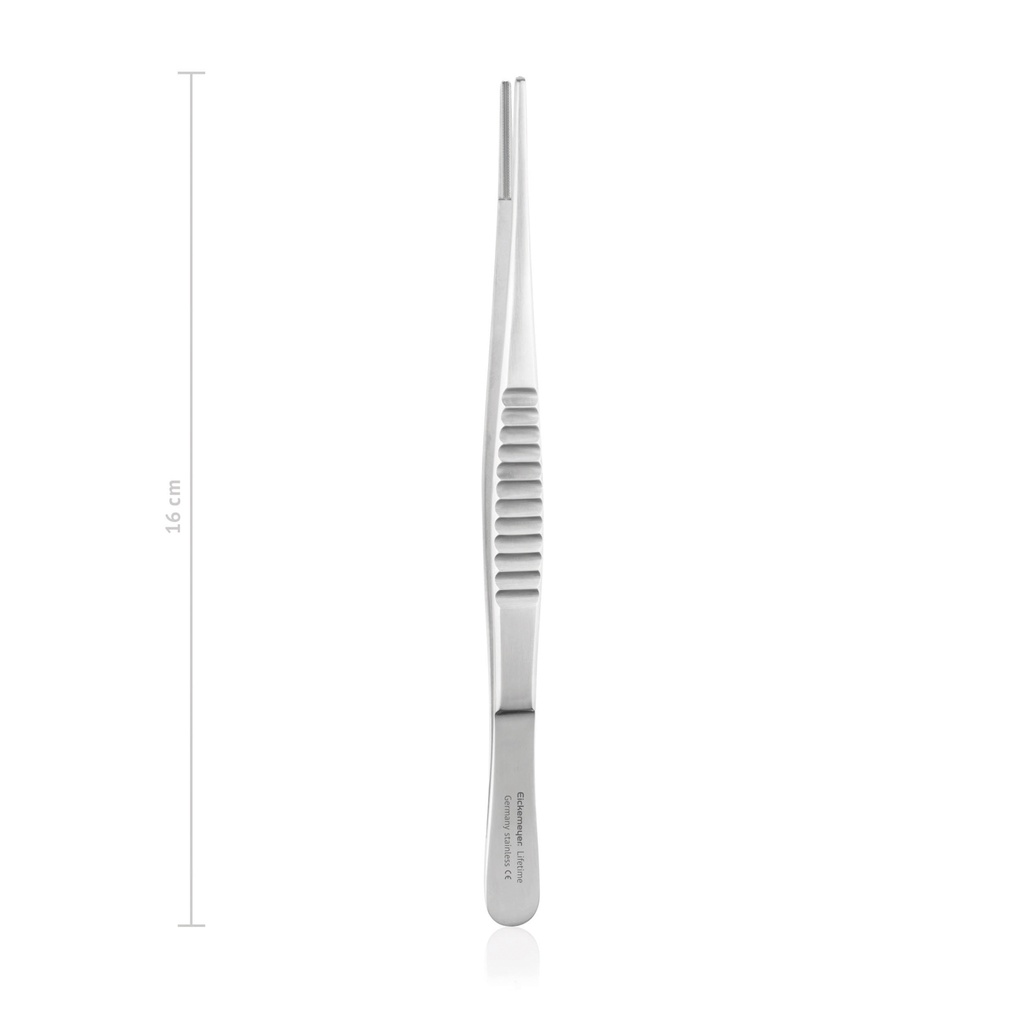 Pinza, 16 cm, 2 mm, con denti DE BAKEY