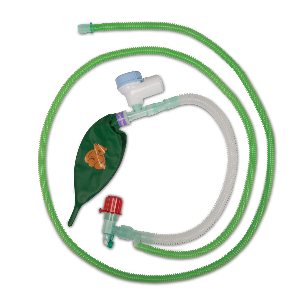 Circuito aperto pediatrico Ayres T/ Mapleson, con tubo L 1,8 mt, pallone da 0,5 lt, valvola, per animali al di sotto