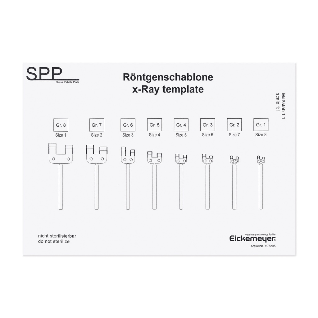 Folienschablone Implantatgrößenbestimmung - nicht autoklavierbar