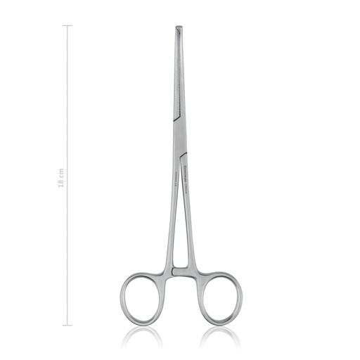 [974118] Pinza emostatica KOCHER-OCHSNER 18 cm, curva , denti 1x2, LINEA ECONOMICA