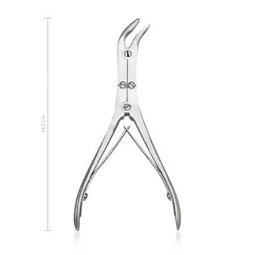 [184414] Pinza per laminectomia SCHNEIDEMANN, 15 cm, curva lateralmente, doppia azione, delicata